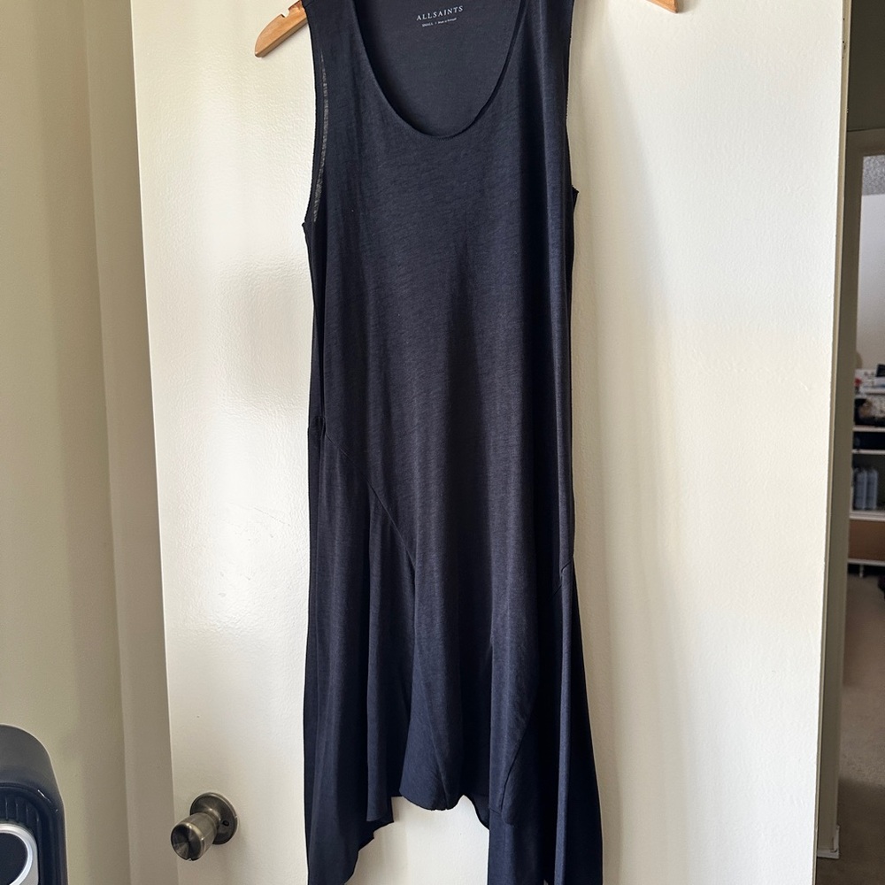 AllSaints Black Asymmetrical GIA Slim fit Tank Dress